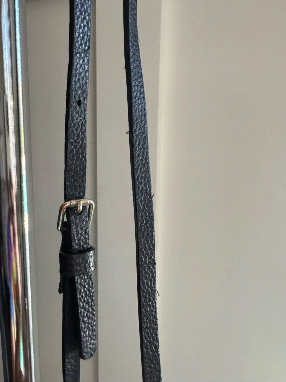 Bandolier Black Pebbled Leather Crossbody Phone Case with Gold Accents